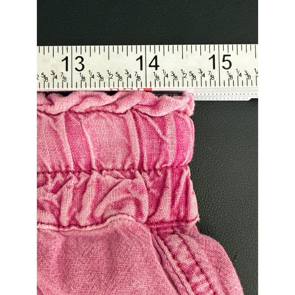 Anthropologie Pink Linen Blend Jogger Pants Acid Wash Cargo Tapered Womens S - Picture 3 of 7